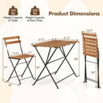5 Piece Patio Acacia Wood Dining Set with 4 Folding Chairs - Image 5