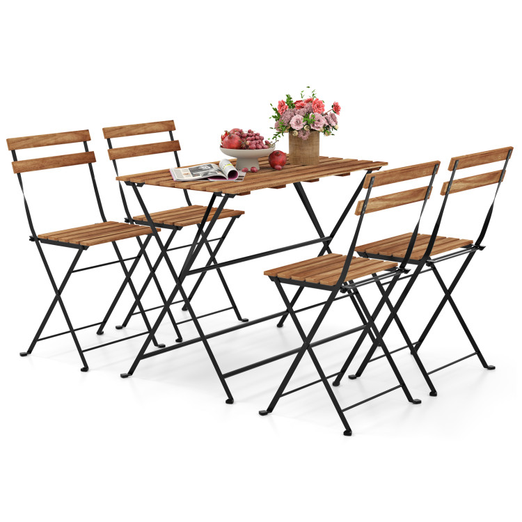 3_piece_patio_acacia_wood_bistro_set-1_2_.jpg 5 Piece Patio Acacia Wood Dining Set with 4 Folding Chairs - Image 1