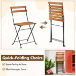 5 Piece Patio Acacia Wood Dining Set with 4 Folding Chairs - Image 8