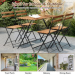 5 Piece Patio Acacia Wood Dining Set with 4 Folding Chairs - Image 9