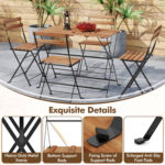 5 Piece Patio Acacia Wood Dining Set with 4 Folding Chairs - Image 10