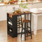 3 Pieces Bar Table Set with Storage - Image 2