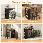 3 Pieces Bar Table Set with Storage - Image 9