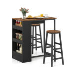 3 Pieces Bar Table Set with Storage - Image 4