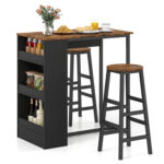 3 Pieces Bar Table Set with Storage - Image 3