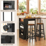 3 Pieces Bar Table Set with Storage - Image 6