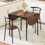 3 Pieces Dining Set with 2 Chairs and Modern Kitchen Table for Small Space - Image 2