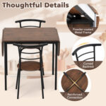 3 Pieces Dining Set with 2 Chairs and Modern Kitchen Table for Small Space - Image 10