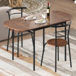 3 Pieces Dining Set with 2 Chairs and Modern Kitchen Table for Small Space - Image 3
