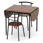3 Pieces Dining Set with 2 Chairs and Modern Kitchen Table for Small Space