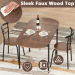 3 Pieces Dining Set with 2 Chairs and Modern Kitchen Table for Small Space - Image 7