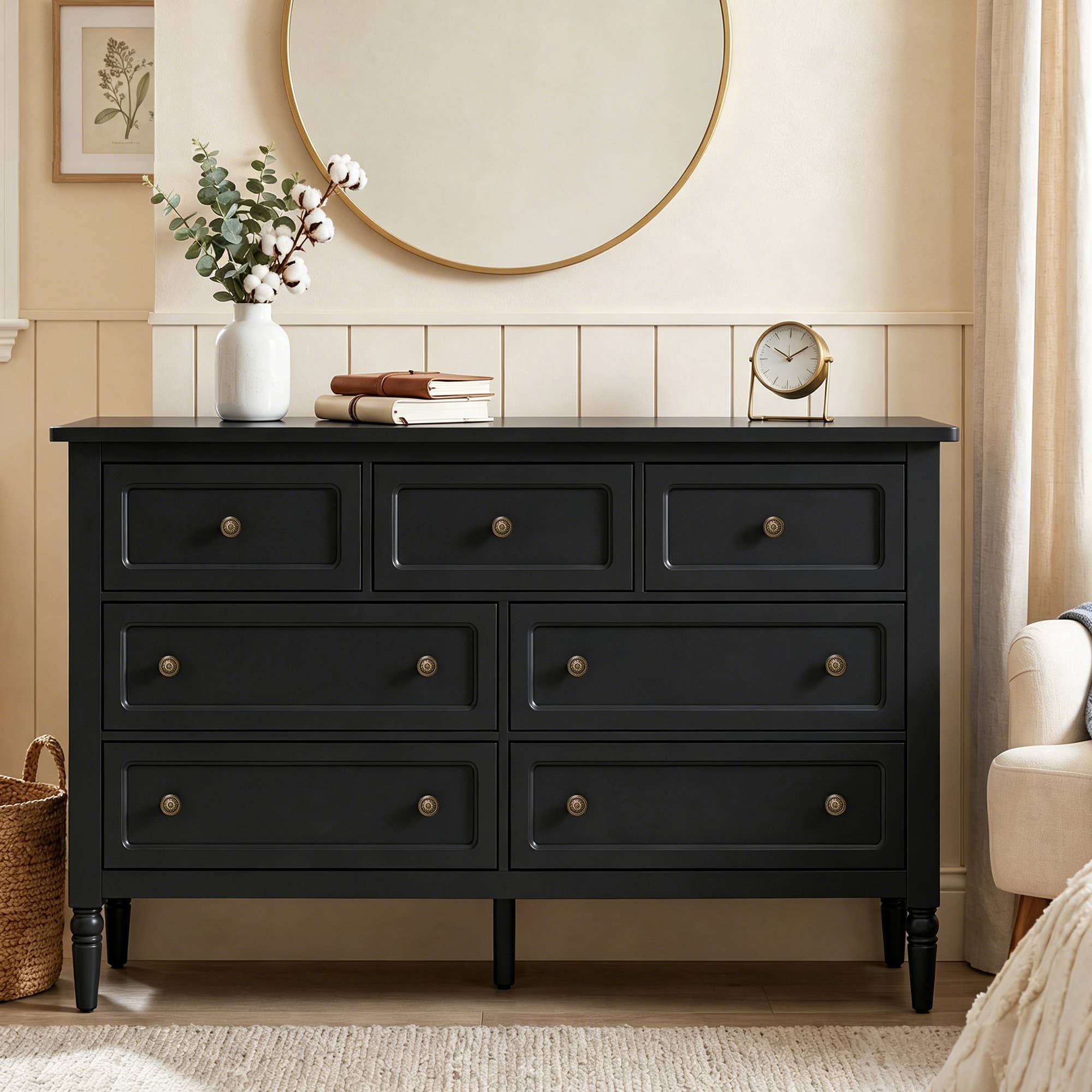 Vintage7-Drawer Wood Dresser with Anti-Tip Safety Kit