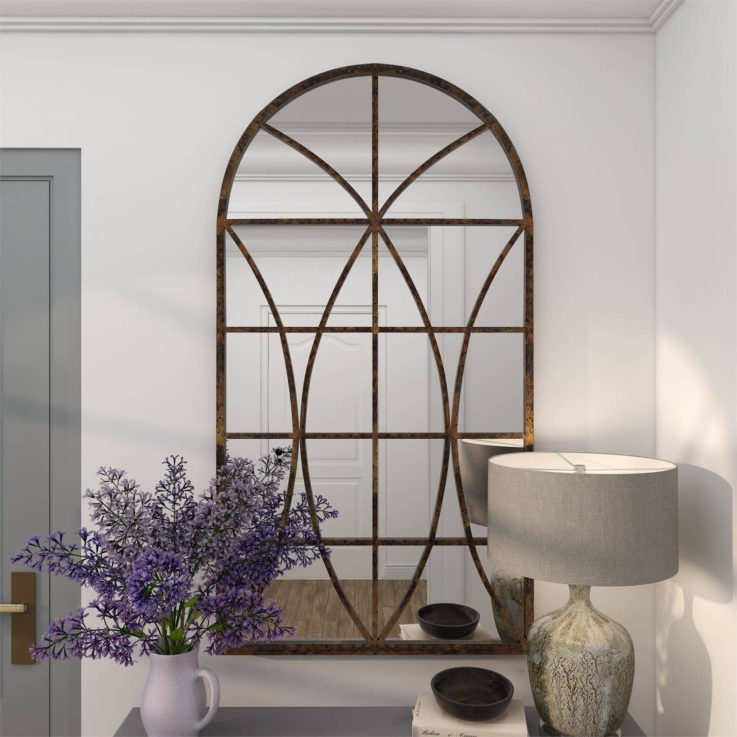 Arch Top Metal Frame Mirror 32"W, 59"H (SHIPS VIA PALLET)
