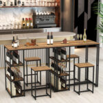 3-Piece Bar Table Set for 2 Bar-Height Dining Table with 2 Stools - Image 3