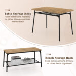 4 Piece Dining Table Set for 4 Metal Frame with Bench and 2 Chairs - Image 6