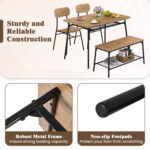 4 Piece Dining Table Set for 4 Metal Frame with Bench and 2 Chairs - Image 7