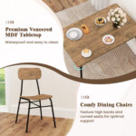 4 Piece Dining Table Set for 4 Metal Frame with Bench and 2 Chairs - Image 8