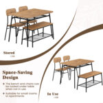 4 Piece Dining Table Set for 4 Metal Frame with Bench and 2 Chairs - Image 9