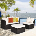 4 Pieces Patio Rattan Furniture Set with Removable Cushions and Pillows - Image 6