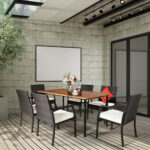 7 Pieces Patio Rattan Cushioned Dining Set with Umbrella Hole - Image 6