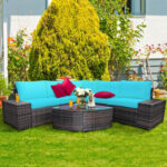 6 Piece Wicker Patio Sectional Sofa Set with Tempered Glass Coffee Table - Image 3