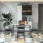 5 Pieces Dining Set with Tempered Glass Top Table and 4 Upholstered Chairs - Image 11