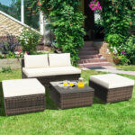 5 Pieces Wicker Lounge Chair Set with Washable Zippered Cushions - Image 3