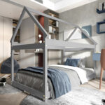 Twin Size Kids House Bed Wood Frame with Roof - Image 3
