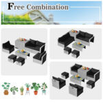 8 Pieces Patio Rattan Furniture Set with Storage Waterproof Cover and Cushion - Image 6
