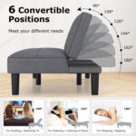 Convertible Folding Futon Sofa Bed with 6-Position Adjustable Backrest - Image 11