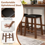 4-Piece Bar Table Set Counter-Height Table and 3 PVC Leather Upholstered Bar Stools - Image 10