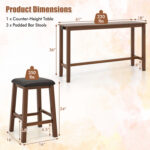4-Piece Bar Table Set Counter-Height Table and 3 PVC Leather Upholstered Bar Stools - Image 5