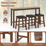4-Piece Bar Table Set Counter-Height Table and 3 PVC Leather Upholstered Bar Stools - Image 7