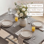 4-Piece Counter Height Dining Table Set with Power Outlet Solid Rubber Wood Kitchen Table - Image 7