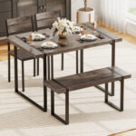 4-Piece Dining Table Set for 4 with 1 Bench and 2 Chairs - Image 2