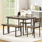 4-Piece Dining Table Set for 4 with 1 Bench and 2 Chairs - Image 3