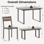 4-Piece Dining Table Set for 4 with 1 Bench and 2 Chairs - Image 5