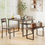 4-Piece Dining Table Set for 4 with 1 Bench and 2 Chairs - Image 6