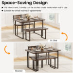 4-Piece Dining Table Set for 4 with 1 Bench and 2 Chairs - Image 7
