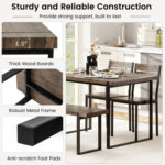 4-Piece Dining Table Set for 4 with 1 Bench and 2 Chairs - Image 8