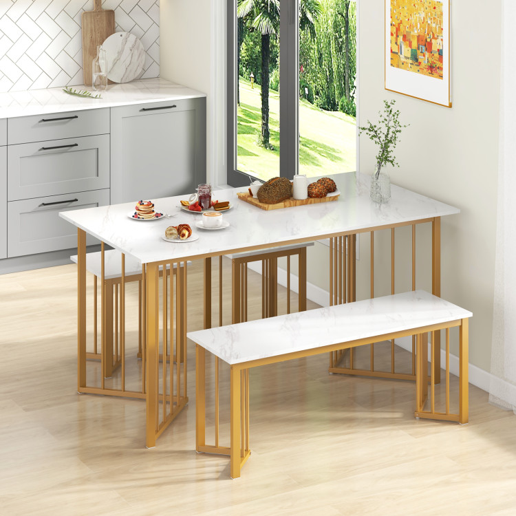 4 Piece Dining Table Set with Bench and 2 Stools - Image 2