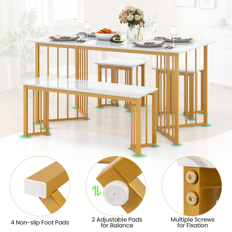 4 Piece Dining Table Set with Bench and 2 Stools - Image 10