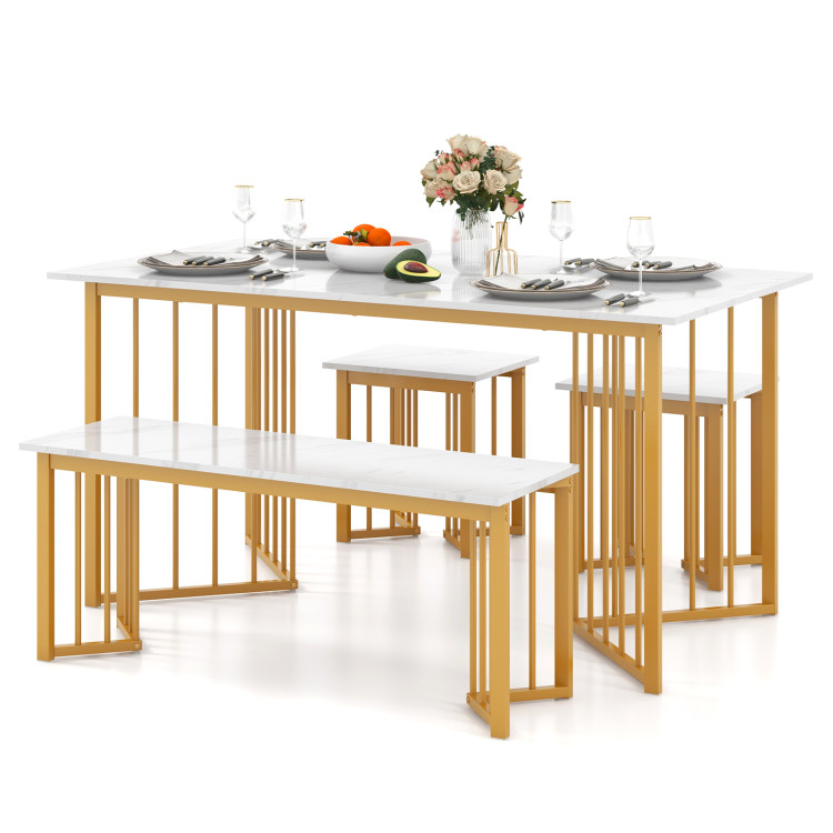 4 Piece Dining Table Set with Bench and 2 Stools - Image 5