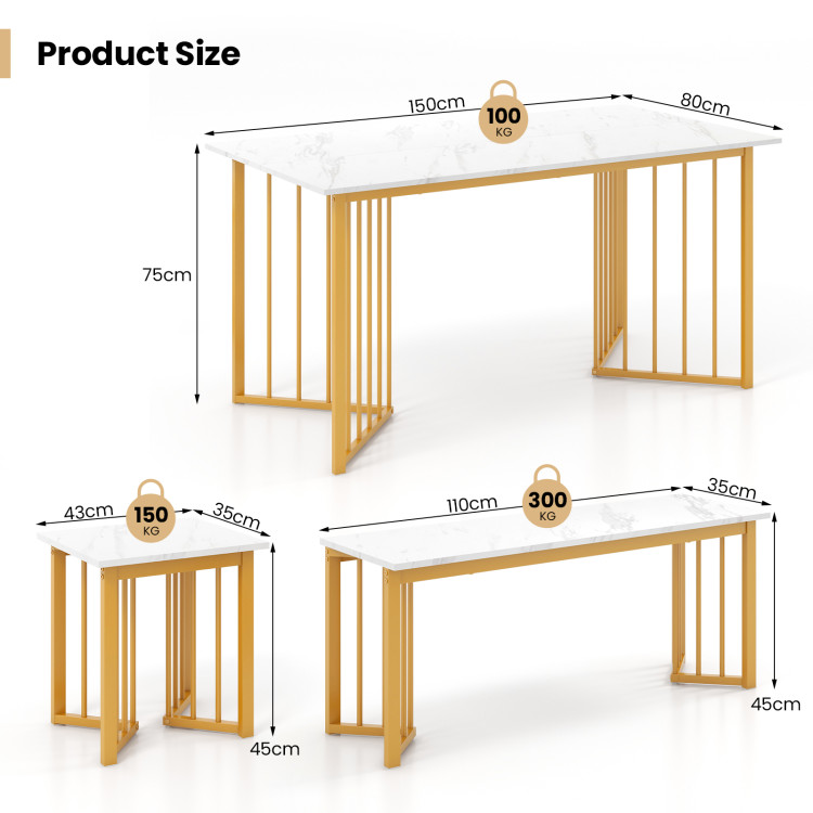 4 Piece Dining Table Set with Bench and 2 Stools - Image 6