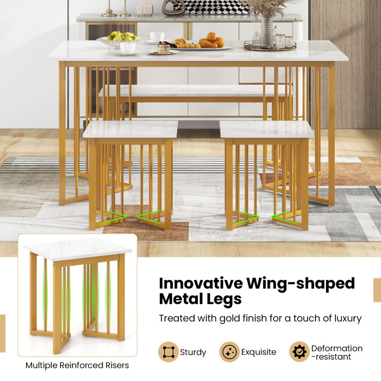 4 Piece Dining Table Set with Bench and 2 Stools - Image 8
