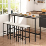 4 Pieces Counter Height Bar Table with Power Outlet with 3 Padded Stools - Image 3