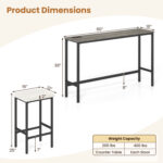 4 Pieces Counter Height Bar Table with Power Outlet with 3 Padded Stools - Image 5