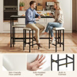 4 Pieces Counter Height Bar Table with Power Outlet with 3 Padded Stools - Image 9