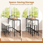 4 Pieces Counter Height Bar Table with Power Outlet with 3 Padded Stools - Image 11