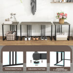 4 Pieces Space-Saving Dining Table Set with Bench and 2 Stools - Image 8